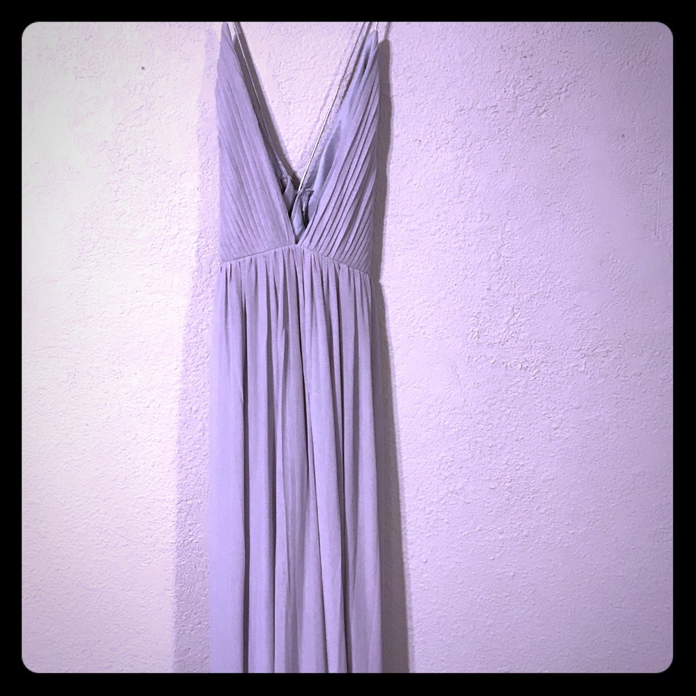 Grey Plunging Neckline, Backless Maxi Dress